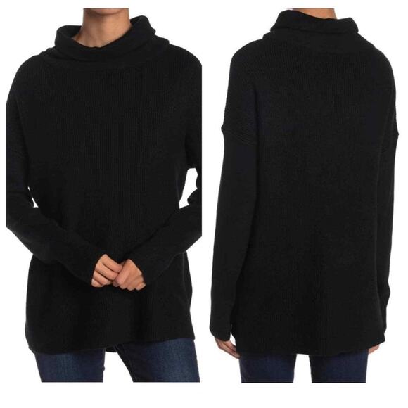 Devotion by Cyrus Ribbed Cowl/Mock Neck Pullover Sweater Sz Large in Black NWT - Picture 3 of 8
